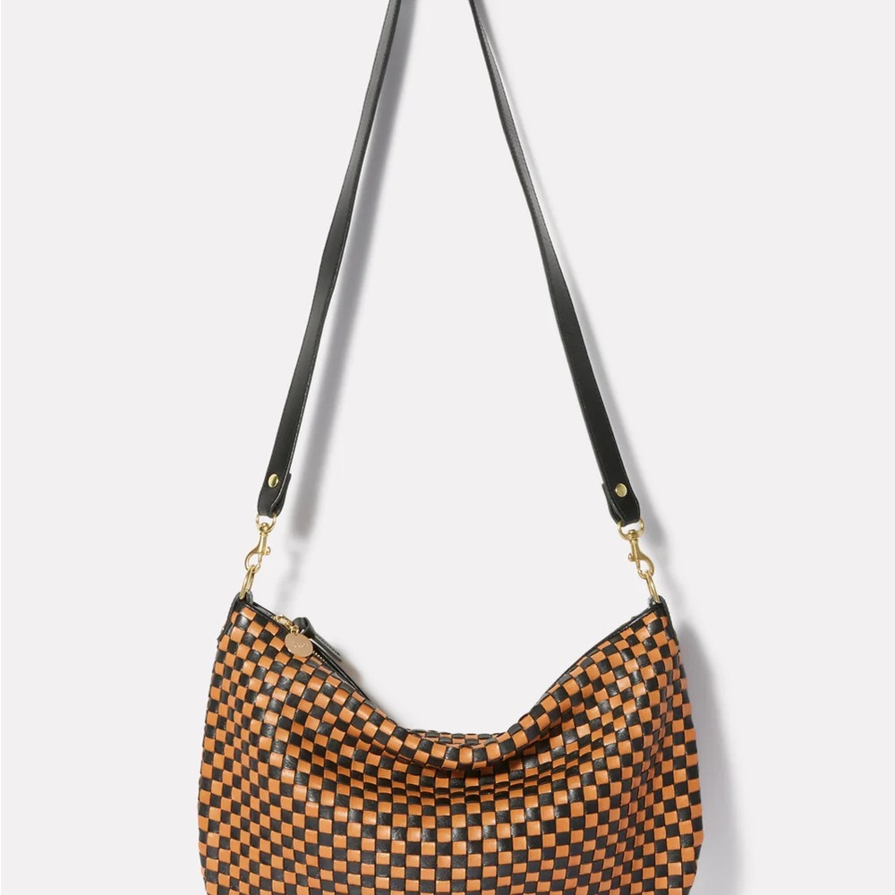 Clare V Moyen Messenger- Black and Brown Checkered
